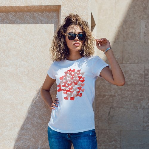 Watercolor melting hearts  red and gray palette T_Shirt