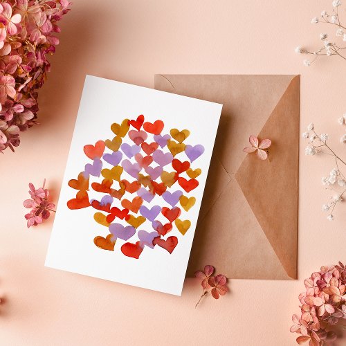 Watercolor melting hearts  Valentines Day Card