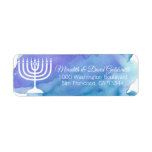 Watercolor Menorah Hanukkah Chanukah Return Label<br><div class="desc">Send your Hanukkah invites or holiday cards and thank you cards with these watercolor blue return label stickers . White menorah with star of David in middle. Editable templates so you can change font and size.</div>