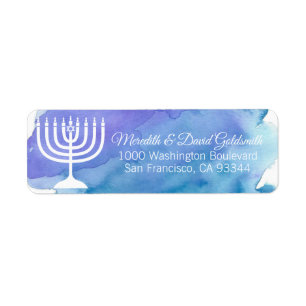 Watercolor Menorah Hanukkah Chanukah Return Label