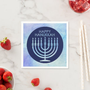 Watercolor menorah Hanukkah Napkins