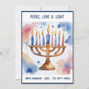 Watercolor Menorah Happy Hanukkah Announcement