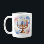 Watercolor Menorah Happy Hanukkah Coffee Mug<br><div class="desc">Watercolor Holiday themed items
Send your Wishes with this Holiday Card that feature a Stunning Happy Hanukkah</div>
