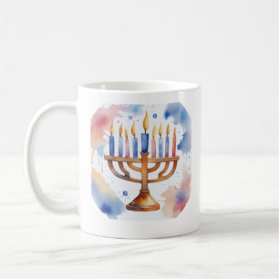 Watercolor Menorah Happy Hanukkah Coffee Mug
