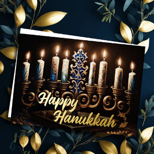 Watercolor Menorah Happy Hanukkah Holiday Card