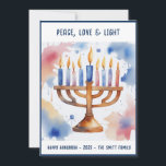 Watercolor Menorah Happy Hanukkah  Holiday Card<br><div class="desc">Watercolor Holiday themed items 
Send your Wishes with this Holiday Card that feature a Stunning Happy Hanukkah</div>
