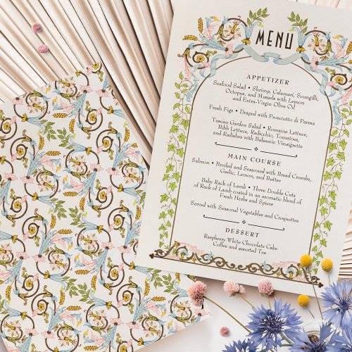 Watercolor Menu Card Victorian Royal Elegance