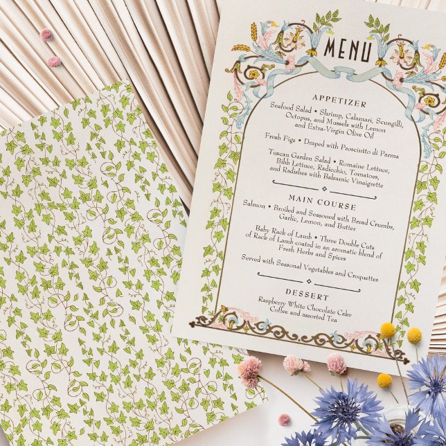 Watercolor Menu Card Victorian Royal Elegance (Creator Uploaded)