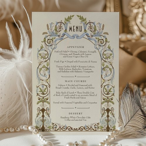 Watercolor Menu Card Victorian Royal Elegance