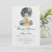 Watercolor Mermaid and Full Moon Bridal Shower Invitation (Standing Front)
