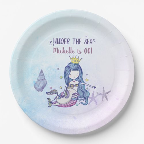 Watercolor Mermaid and Unicorn Birthday Party Paper Plates