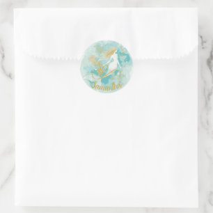 Watercolor Mermaid Aqua and Gold Sticker