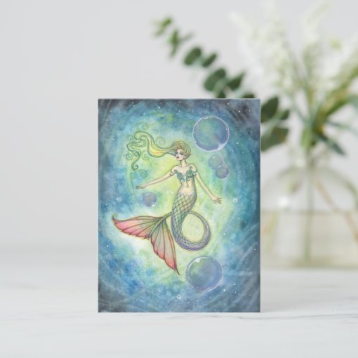 Watercolor Mermaid Art Postcard by Molly Harrison | Zazzle