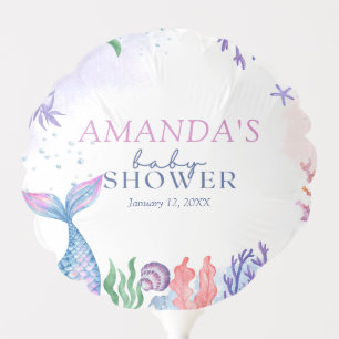 Watercolor Mermaid Baby Shower Balloon