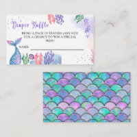 Watercolor Mermaid Baby Shower Diaper Raffle Enclosure Card