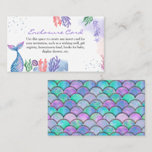 Watercolor Mermaid Baby Shower Enclosure Card