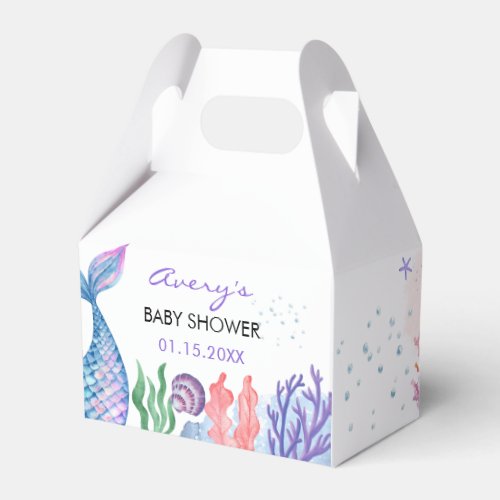Watercolor Mermaid Baby Shower Favor Box