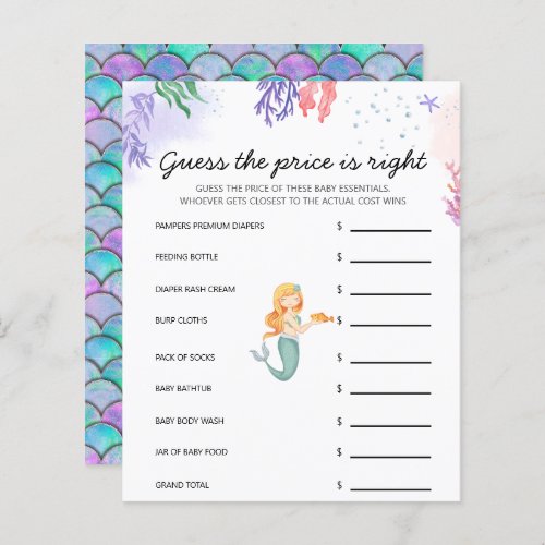 Watercolor Mermaid Baby Shower Game