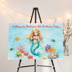 Watercolor Mermaid Birthday Foam Board