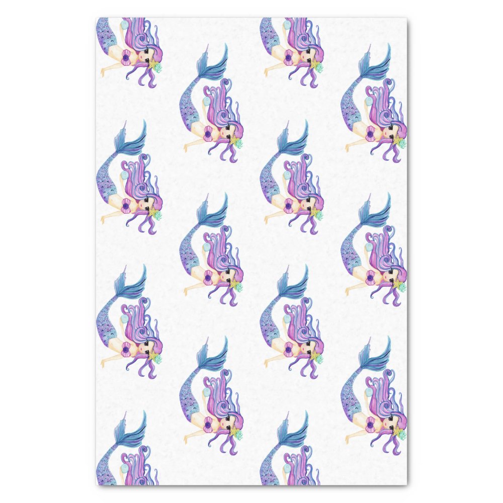 Disover Watercolor Mermaid Birthday Party Tissue Paper