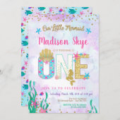 Watercolor Mermaid First Birthday Invitation (Front/Back)
