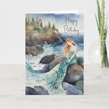 Watercolor Mermaid For Birthday Card by dryfhout at Zazzle