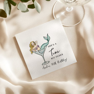 Watercolor Mermaid Martini Birthday Brunch Napkins