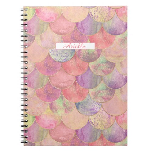 Watercolor Mermaid Scale Personalized Notebook