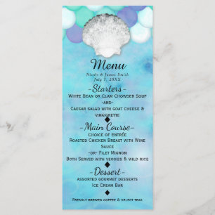 Watercolor Mermaid Scales Birthday Party Menu Card