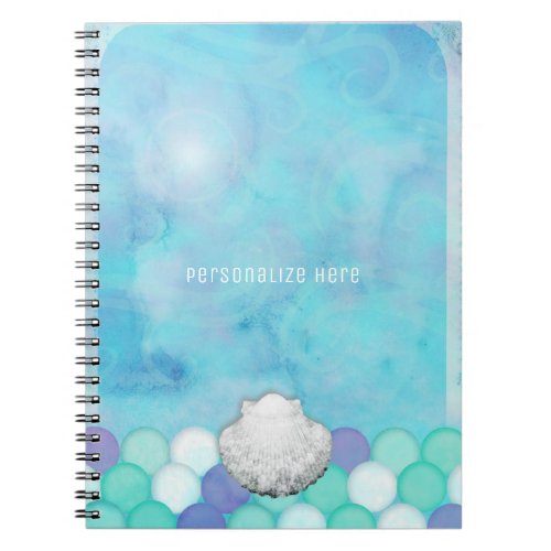 Watercolor Mermaid Scales Ocean Sea Personalized Notebook