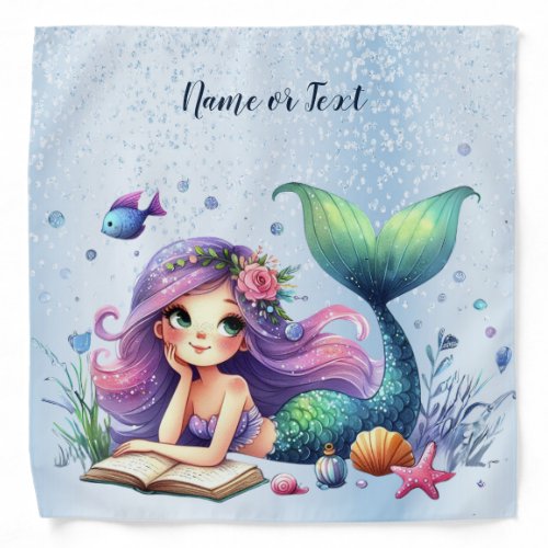 Watercolor Mermaid Sea Life Cute Beautiful Bandana