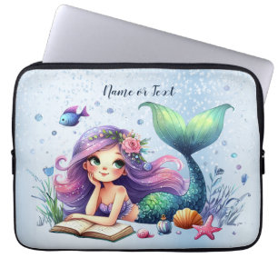 Watercolor Mermaid Sea Life Cute Beautiful Laptop Sleeve
