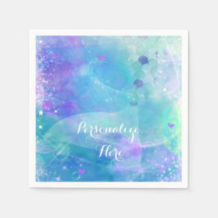 Watercolor Mermaid Tail Birthday Party Custom Napkins