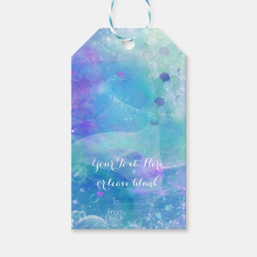 Watercolor Mermaid Tail Birthday Party Favor Gift Tags