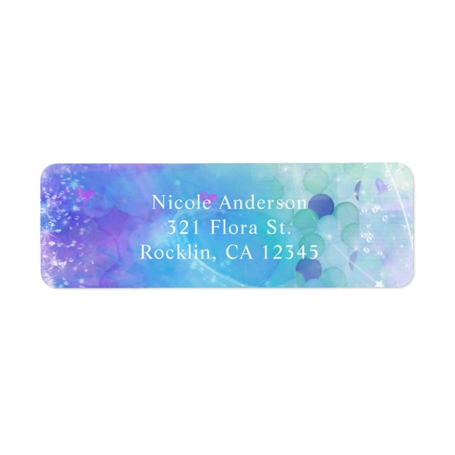 Watercolor Mermaid Tail Birthday Party Invitation Label (Front)