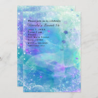 Watercolor Mermaid Tail Birthday Party Invitations