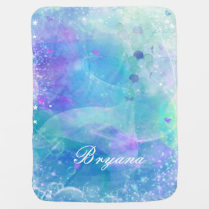 Watercolor Mermaid Tail & Fantasy Butterfly Receiving Blanket