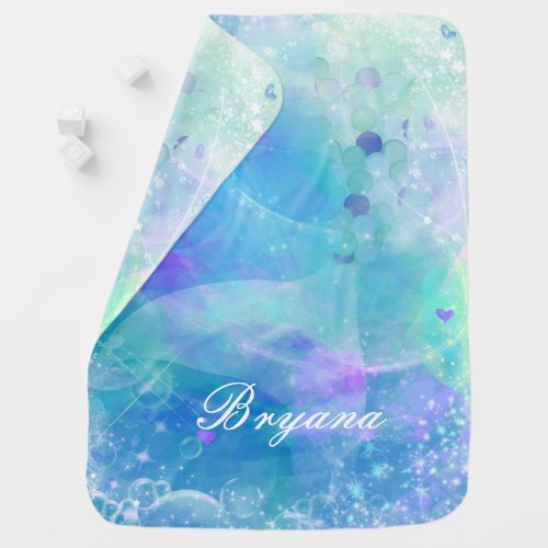 Watercolor Mermaid Tail Fantasy Enchanted Custom Baby Blanket