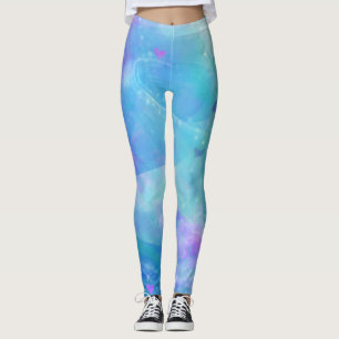 Watercolor Mermaid Tail Fantasy Enchanted Ocean Leggings