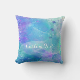 Watercolor Mermaid Tail Fantasy Enchanted Ocean Throw Pillow