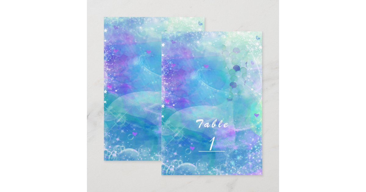 Watercolor Mermaid Tail Party Table Number Card | Zazzle