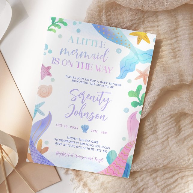 Watercolor Mermaid Under The Sea Baby Shower Invitation (Creator Uploaded)