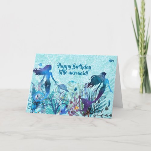 Watercolor Mermaid Under the Sea Birthday Card