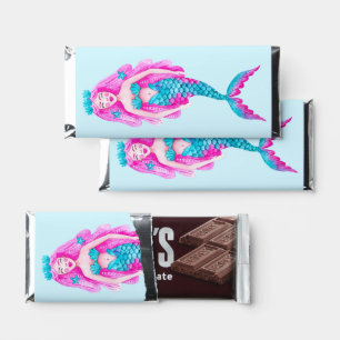 Watercolor Mermaid Under the Sea Birthday Hershey Bar Favors