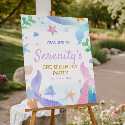 Watercolor Mermaid Under The Sea Birthday Welcome