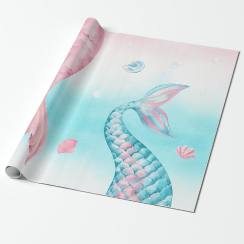 Watercolor Mermaid Under the Sea Wrapping Paper