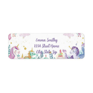 Watercolor Mermaid Unicorn Rainbow Return Address Label