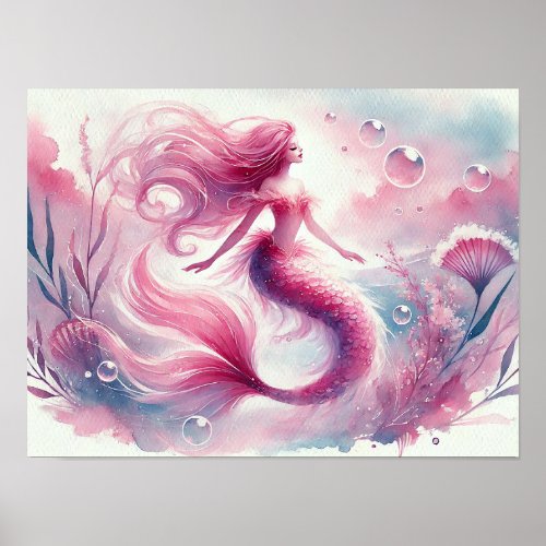 Watercolor Mermaid Wall Art 