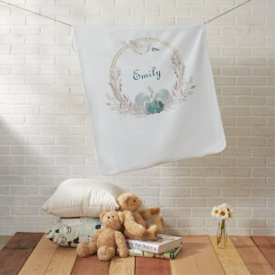 Watercolor Mermaid & Wreath Personalized Baby Blanket