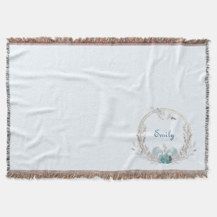 Watercolor Mermaid & Wreath Personalized Throw Blanket